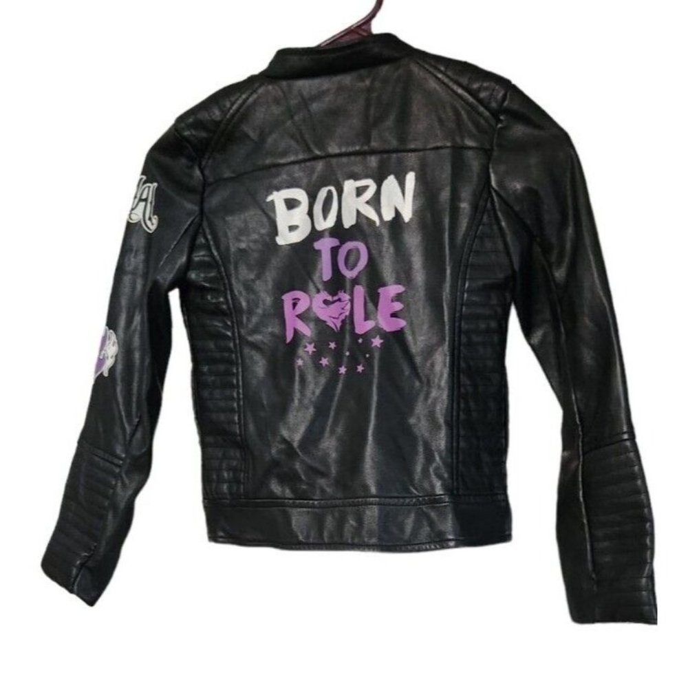 Disney Descendants Faux Leather Jacket With Off Center Zipper Girls Sz 7/8 Small